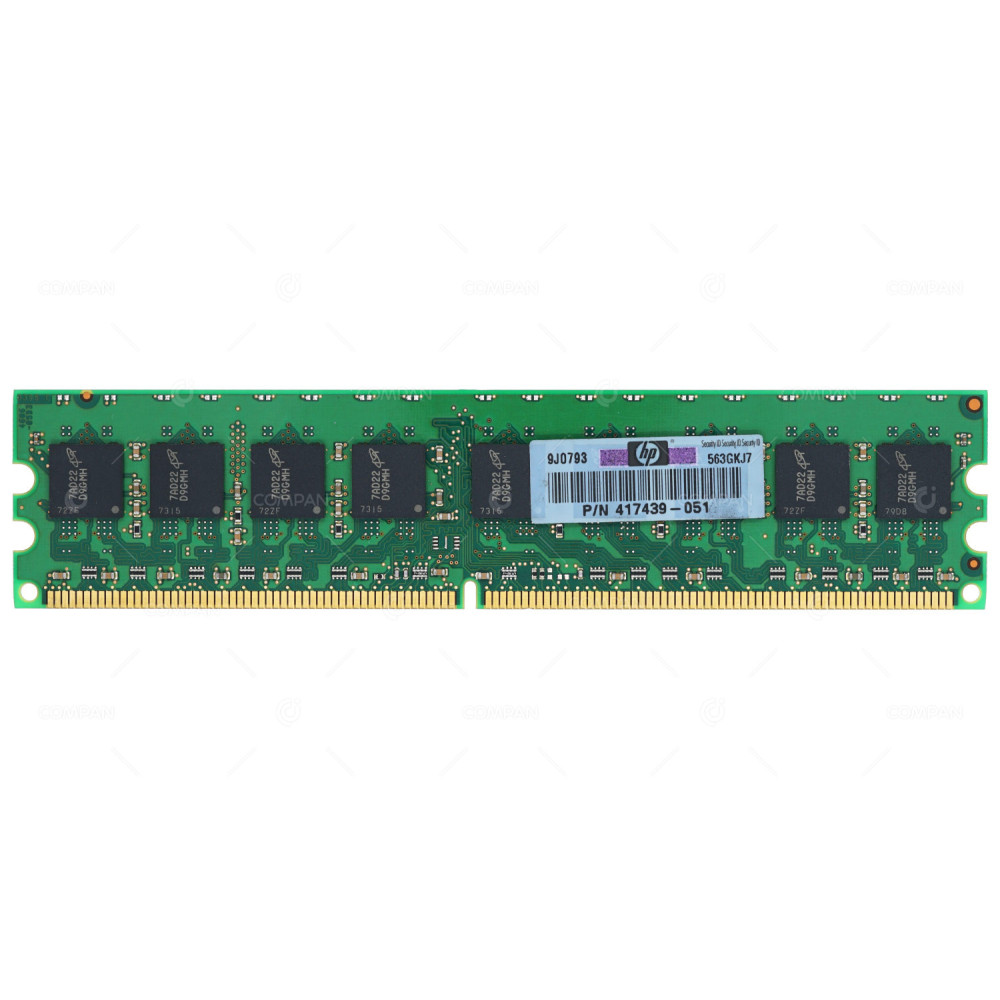 417439-051 HP DDR2 MEMORY 1GB 667 MHz 2RX8 PC2-5300E
